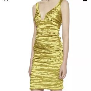 Nicole Miller Metallic Gold ruched dress Sz 4